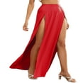 thumbnail image 3 of Womens Plus Size High Waist Waisted Double Split Long Maxi Skirts Beach Party Skirts, 3 of 6