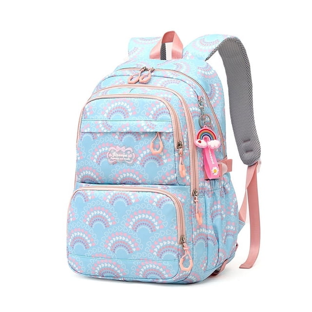 Mochila escolar primaria para niñas, mochila impermeable para estudiantes con lonchera y estuche para lápices.