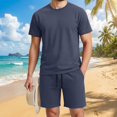 thumbnail image 2 of JAJAHO Mens Summer 2 Piece Outfits Short Sleeve Loose Fit T Shirt And Drawstring Shorts Set Comfortable Athletic Casual Wear Solid Color Cozy Outfit, 2 of 9