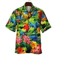 thumbnail image 5 of Camisetas hawaianas con estampado de loros en la playa para hombre, ropa de moda, camisetas de vacaciones de manga corta con estampado 3D de animales de cocoteros hawaianos, 5 of 5
