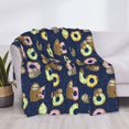 thumbnail image 3 of Honeii Sloth with Donuts print throw blanket, crafted from cozy cotton flannel, offers versatile home decor as a bedding suitable for all seasons.-80"x60", 3 of 6