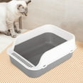 Cat Litter Tray High Sided Cat Litter Container Cat Sandbox Kitty Litter Pan Gray
