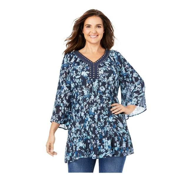 Woman Within - Woman Within Women's Plus Size Embellished Pleated ...