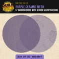 thumbnail image 2 of Dura-Gold Premium 150 Grit 5" Purple Ceramic Mesh Sanding Discs, Box of 30 - Dustless Hook & Loop Backing Sandpaper for DA & Random Orbital Sanders - Long-Lasting Fast Cut - Woodworking, Auto Paint, 2 of 6