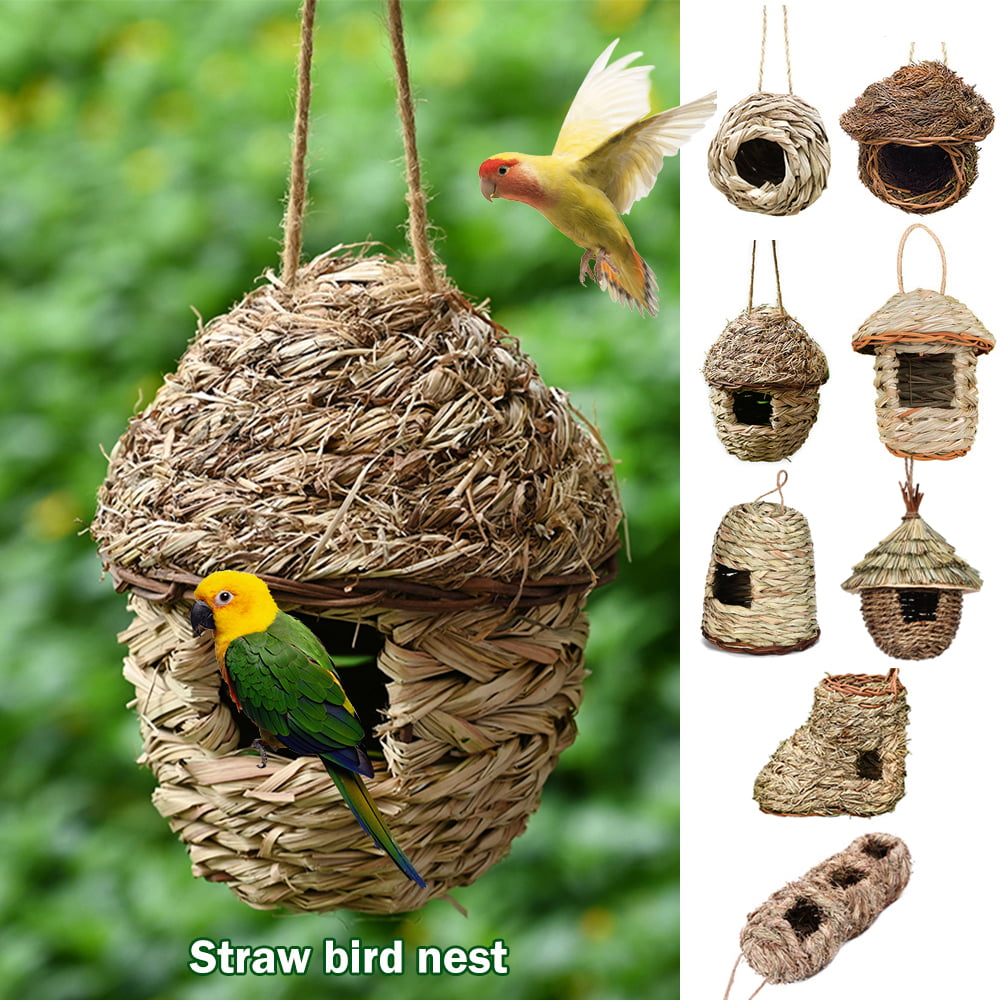 3 Pcs Straw-woven Natural Style Decorative Grass Bird Nest Bird Hideaway