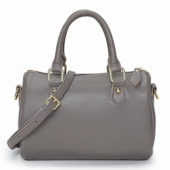 Genuine Leather Cowhide Boston Bag, Women's Mini Handbag, Crossbody Shoulder Bag