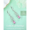 thumbnail image 6 of VESITIM Celtic Dangle Drop Earrings Sterling Silver Gemstones Good Luck Celtic Knot for Women Rhodium Plated Jewelry with October Birthstone Created Pink Tourmaline, 6 of 7