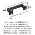 thumbnail image 6 of Amerock Lintel 3 inch (76mm) Center-to-Center Matte Black Cabinet Pull, 6 of 7