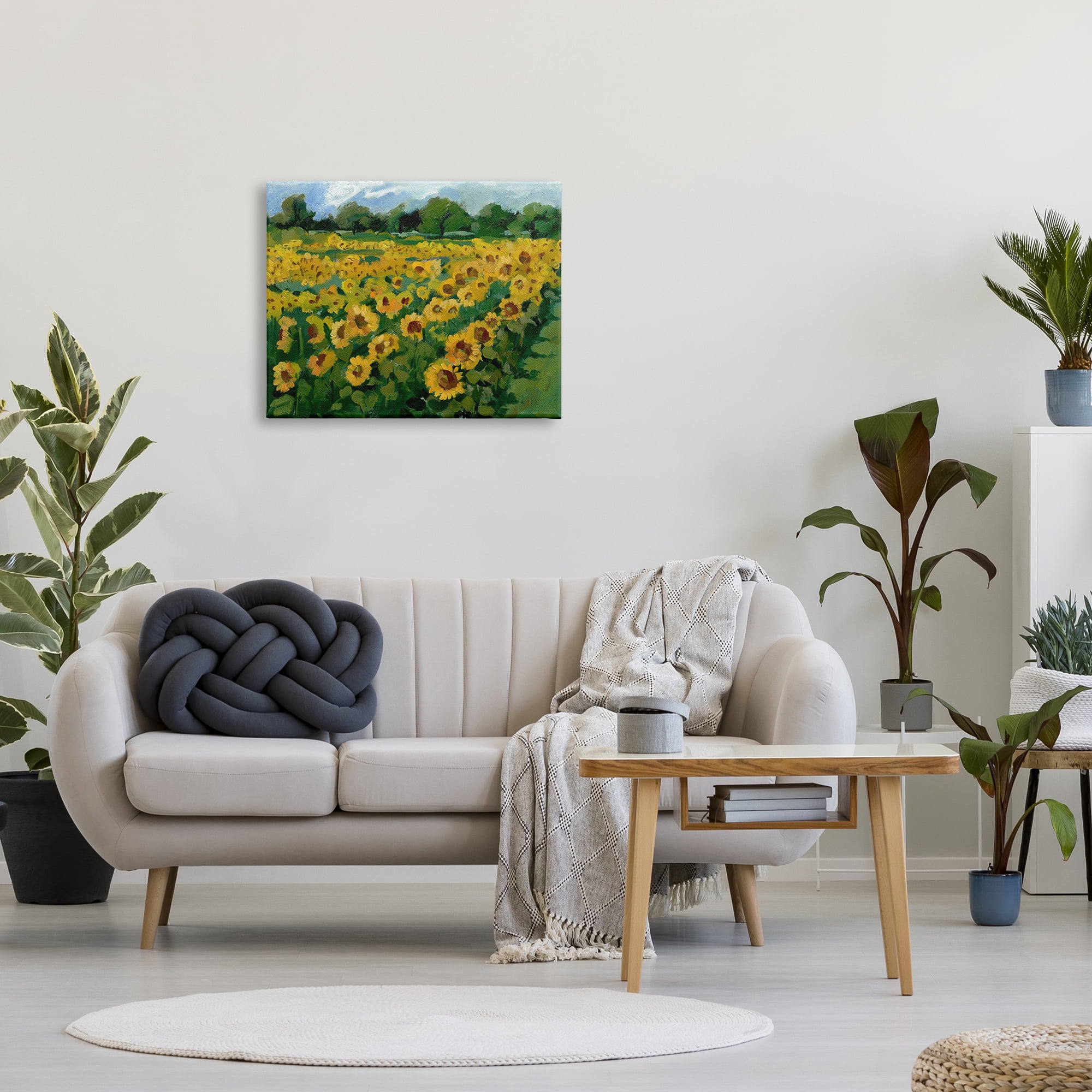 Stupell Industries Sunflower Farm Painting Botanical & Floral Painting Gallery Wrapped Canvas Art Print Wall Art, 30 x 24