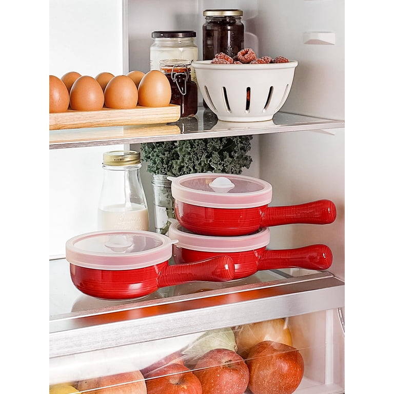 Le Tauci 15-Oz Ceramic French Onion Soup Bowls, Set of 2, Red photo 5