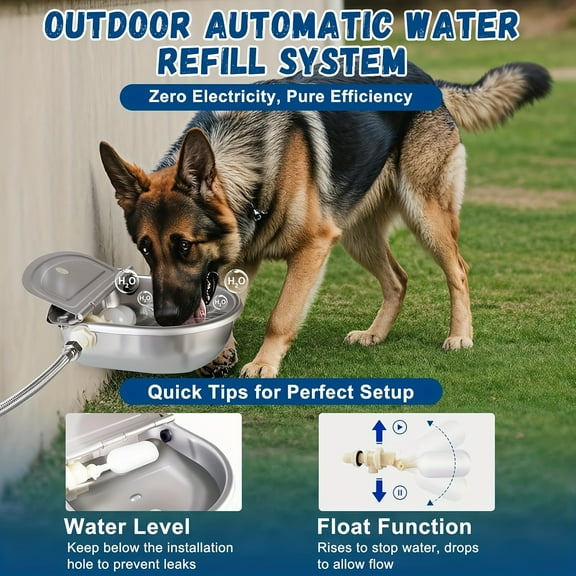 Automatic Water Bowl Dispenser for Large Dogs - Stainless-Steel Self-Filling Waterer Feeder Trough for Poultry & Livestock