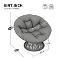 thumbnail image 6 of Sesslife 41.5" Rattan Papasan Chair with Cloud Thick Density Fabric Cushion, Ergonomic Lounge Chair with Handwoven Wicker, Comfy Single Swivel Chair for Reading Living Room Bedroom, Gray, 6 of 10