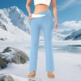 thumbnail image 4 of oelaio Fleece Lined Leggings Women Criss Cross V Waist Yoga Pants Warm Winter Casual Athletic Tight Pants Light Blue XL, 4 of 8