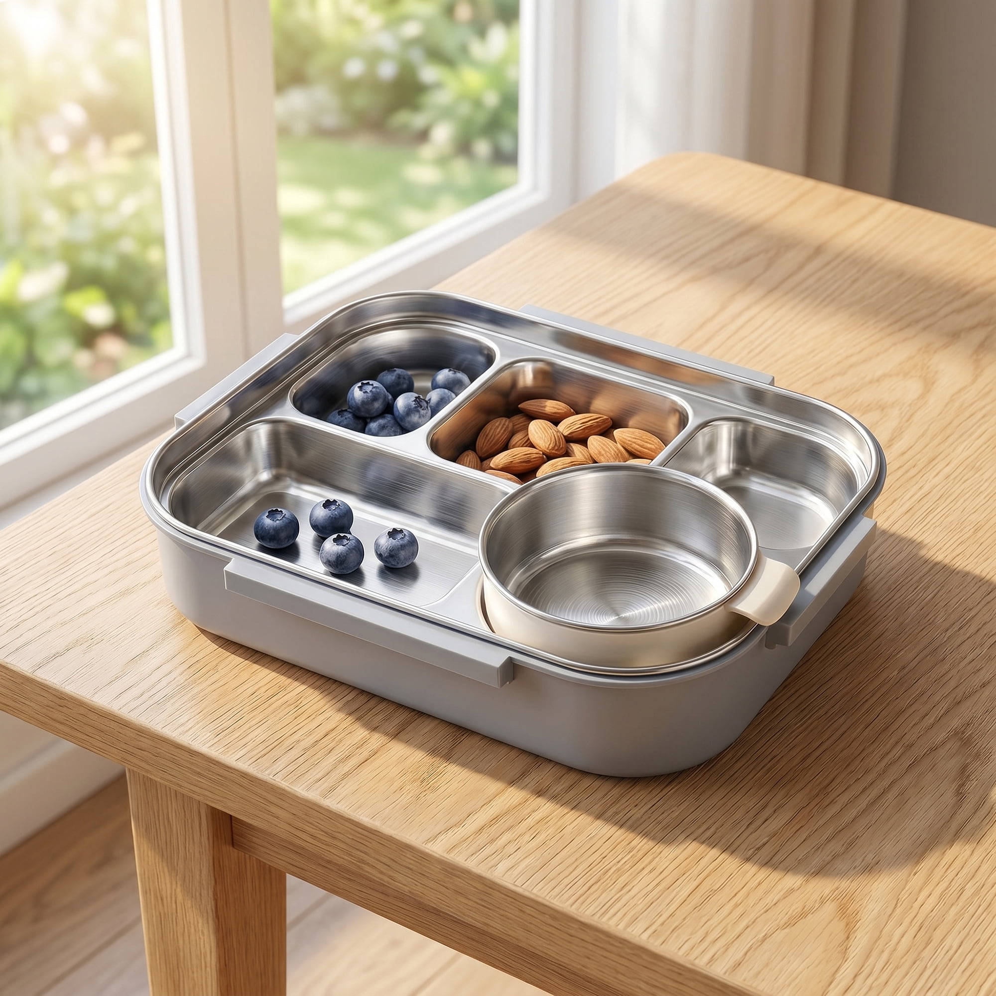 Unique Bargains Compartment Leak-Proof Meal Lunch Bento Box Blue-Gray-1