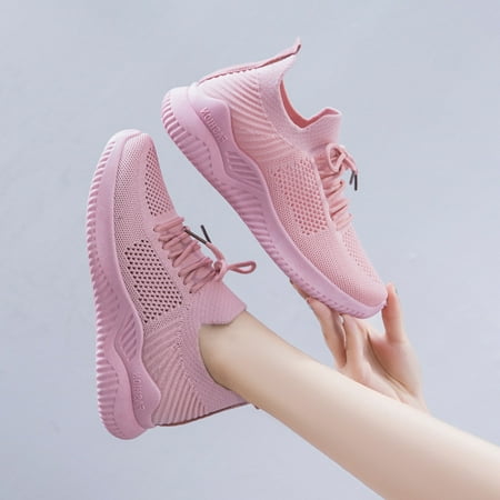 

Toyella Flying Woven Mesh Spring And Summer New All-match Transparent Sneakers Pink 37