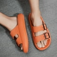 thumbnail image 5 of Double Buckle Sandals Adjustable for Women Men Flat Sandals Pillow Cloud Slippers Comfort Slide Waterproof Slip-on Shower Shoes Seaside Orange 44-45, 5 of 7