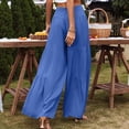 thumbnail image 5 of Womens Cotton Linen Wide Leg Palazzo Pants Boho Elastic High Waist Baggy Trousers Fashion Ruffle Tiered Smocked Pants, XL, 5 of 8
