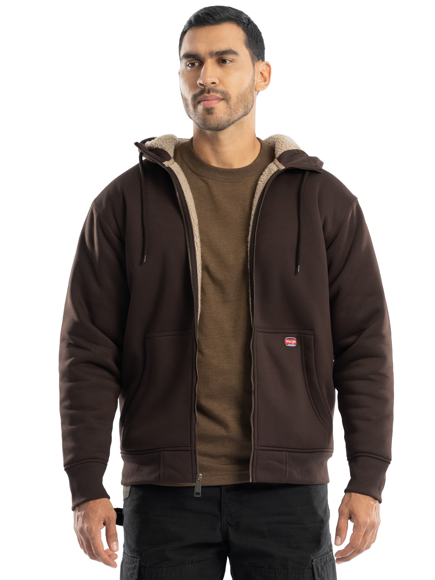 Wrangler Workwear Men's Sherpa Lined Hooded Fleece Jacket