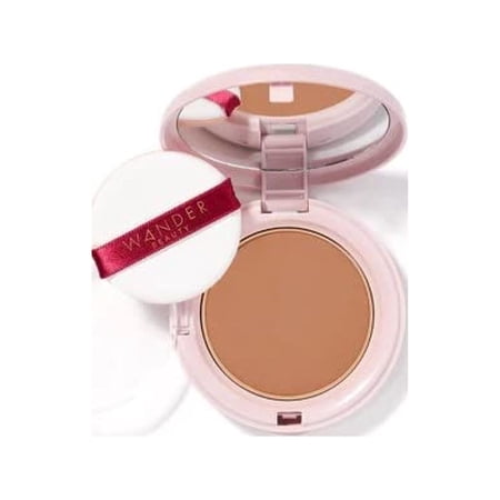 Wander Beauty Wanderlust Powder Foundation - Tan - Blurs and Evens Skin Tone - Perfects and Hydrates With Hyaluronic Acid, Aloe, Honeysuckle, and Vitamin E - Lightweight, Buildable Coverag