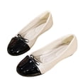 thumbnail image 4 of SuTry Women's Round Toe Flats PU Leather Bow Detail Slip On Comfortable Lightweight Color Block Casual Walking Office Shoes(41), 4 of 9