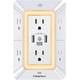 thumbnail image 2 of Protector contra sobretensiones de enchufe múltiple - POWRUI 6 extensor de salida con 3 puertos USB (1 USB C) y luz nocturna, regleta de alimentación de 3 lados con adaptador de tomas espaciadas - bla, 2 of 3