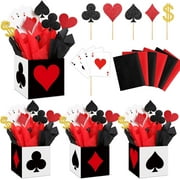 12 Sets Casino Party Decorations Casino Favor Boxes (6 x 6 x 6 In) Casino Centerpiece Sticks Casino Themed Party Supplies Game Night Decorations for Birthday Party Centerpieces