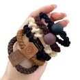 thumbnail image 3 of Diadema de color marrón leche con una cuenta tejida, tocado sencillo para niña, muy elástico, duradero, anillo para el cabello con cara sonriente, cómodo de usar, 3 of 6