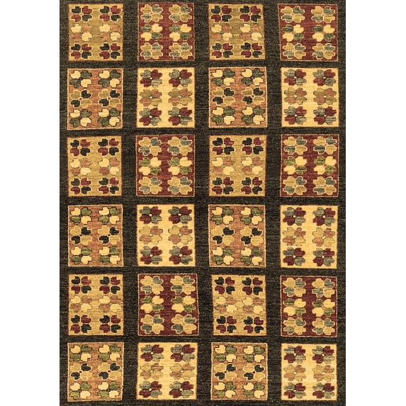 Ahgly Company Indoor Rectangle Abstract Brown Modern Area Rugs, 5' x 7'