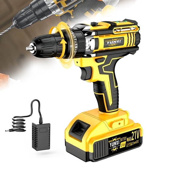 21V Cordless Drill Set, Multifunctional Handheld Power Drill with Toolbox for Construction, Industrial & Home Decoration, Practical Gift Choice for Men