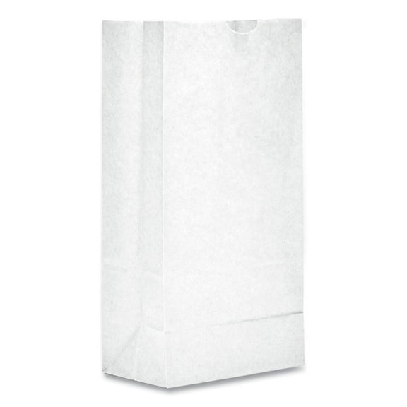 Ross & Wallace Paper Products 120308500PK/BL 6 in. x 3.88 in. x 12.5 in. #8 Size Grocery Paper Bags - White (500/Bundle)