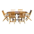 thumbnail image 2 of 7 Piece Teak Wood San Diego Patio Dining Set with Round to Oval Extension Table, 2 Arm Chairs and 4 Side Chairs, 2 of 5