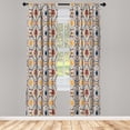 thumbnail image 3 of Ambesonne Boho Curtains, Chevrons Strips and Dots Print, Pair of 28"x95", Orange Burgundy, 3 of 5