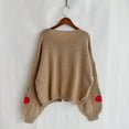 thumbnail image 6 of Womens Tie Front Cardigan Cute Cherry Open Front Y2k Sweater Oversized Chunky Knit Cardigan Tops Khaki XL, 6 of 7