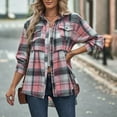 thumbnail image 5 of Huesdet Women's Tartan Button up Shirt Plaid Long Sleeve Spring Top Blouses Pink,L, 5 of 7