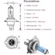 thumbnail image 3 of H4 Halogen Bulb, E-Mark, Warm White Headlights Light, For 12V 55W Motorcycle and Car High Beam Lamp Replacement Kit (2 Pieces), 3 of 5