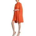 thumbnail image 4 of INSPIRE CHIC Chiffon Dresses for Women's Loose Flowy Cloak Sleeve Cape Pleated Dress 2XL Orange, 4 of 6