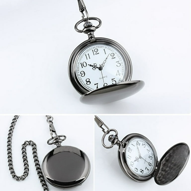 SANWOOD Pocket Watch,Retro Vintage Men Steampunk Smooth Surface Pendant Chain Classic Pocket Watch
