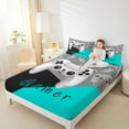 thumbnail image 4 of Manfei Chic Gamepad Teens Full Size Sheets, Black Cyan Cartoon Bed Sheets, Game Console Player Sheet Sets, Ultra Soft Home Decor, 4pcs, 4 of 7