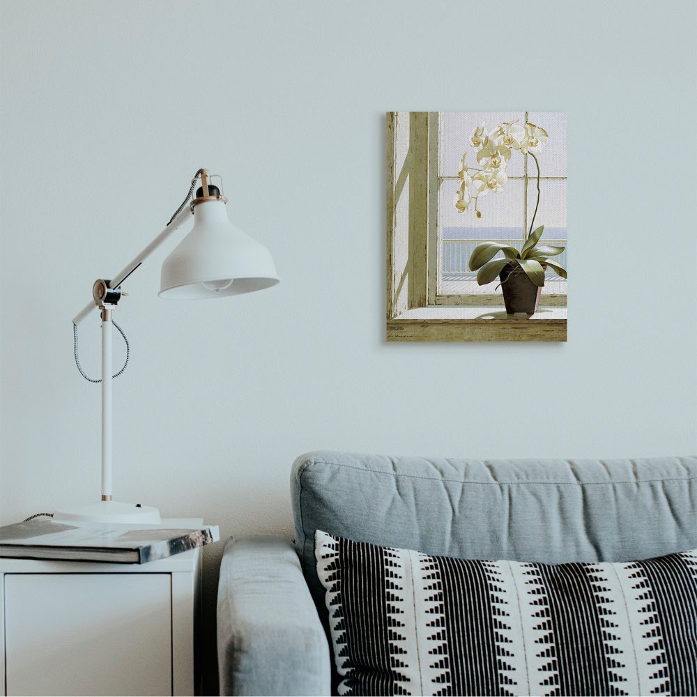 Stupell Industries White Orchid in Window Realistic Coastal Painting Canvas Wall Art Design by Zhen-Huan Lu, 16" x 20"