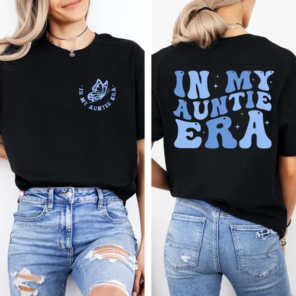 In My Auntie Era T-Shirt – Cool Aunt Graphic Tee, New Aunt Gift, Favorite Auntie Shirt, Mother’s Day Present, Unisex Crewneck Short Sleeve
