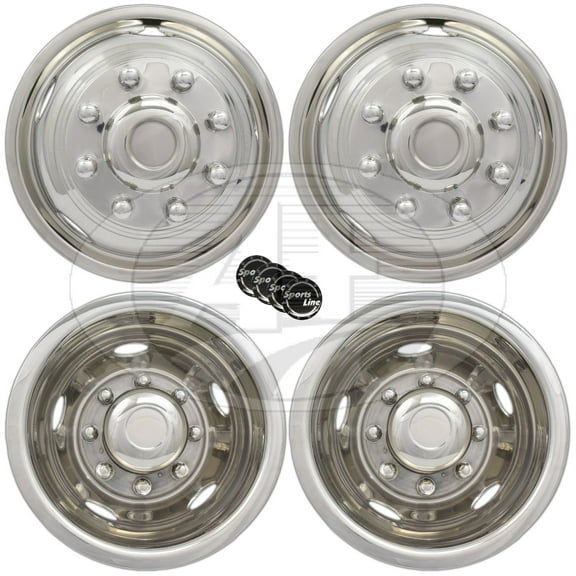 A  2002-2013 Dodge RAM 3500 17" Stainless Steel Wheel Simulators Dual Liners