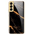 thumbnail image 1 of Full Cover Phone Case Tempered Glass Hard Printed Smartphone Bumper Case Cell Phone Covers Electroplated for S22/22Plus/Ultra Camera Protection Protective  Galaxy S22 ULTRA Golden Thread, 1 of 8
