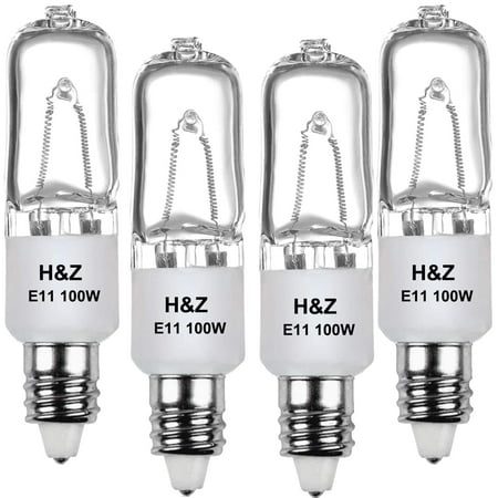 

H&Z 4PCS E11 Bulb 1700lm Soft Warm White JDE11 120v 100w Halogen Light Bulbs T4 E11 Bulb with E11 Mini Candelabra Base