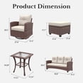 thumbnail image 6 of Layinsun 6 Pieces Patio Furniture Set with Swivel Chairs, Rattan Wicker Rocking Glide Chairs with Ottomans Conversation Set, 6 of 8