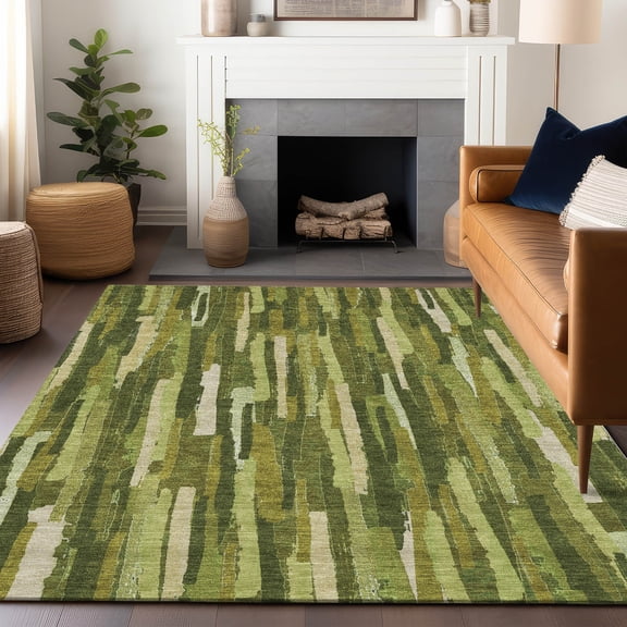 Addison Rugs Machine Washable Indoor/ Outdoor Contemporary Stripes Chantille Rug 10'x14' - Green
