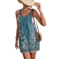 thumbnail image 4 of JULMCOMO Floral Print Rompers for Women Adjustable Straps Casual Overall Shorts Sleeveless Scoop Neck Trendy Summer Overalls with Pockets Blue S, 4 of 6