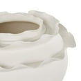 thumbnail image 5 of DecMode 9" Abstract Wide Rounded Floral Inspired White Ceramic Vase with Layered Petals, 5 of 13