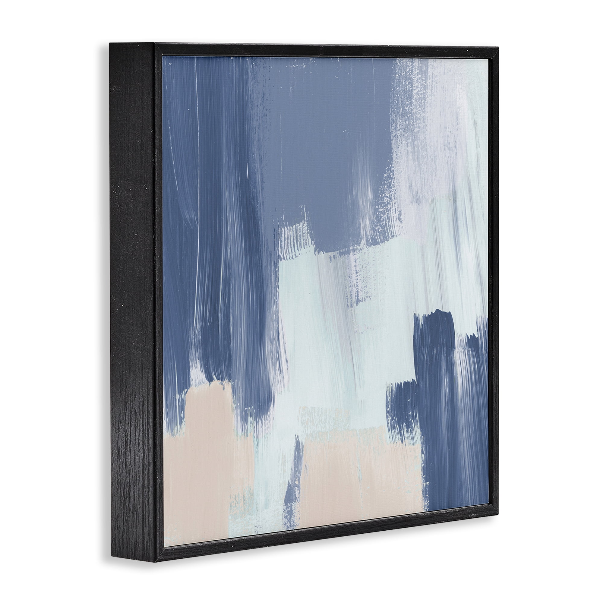 Stupell Industries Restless Blue Mind Abstract Abstract Painting Black Framed Art Print Wall Art, 12 x 12