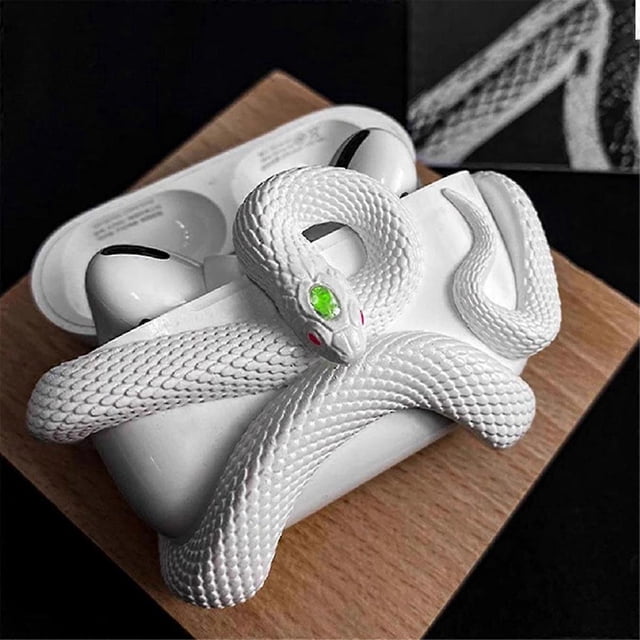Snake-Shaped Earphone Protective Case Anti-Drop and Scratch- Hollow Design Resin Earphone Case B E