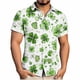 thumbnail image 1 of Ceisia Men's St. Patrick's Day Short Sleeve Shirt Clover Print Regular Straight Fit Green Turn-Down Collar Spring Summer Shirt Gift, 1 of 6